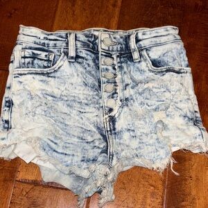 KanCan Blue Acid Wash Jean Shorts